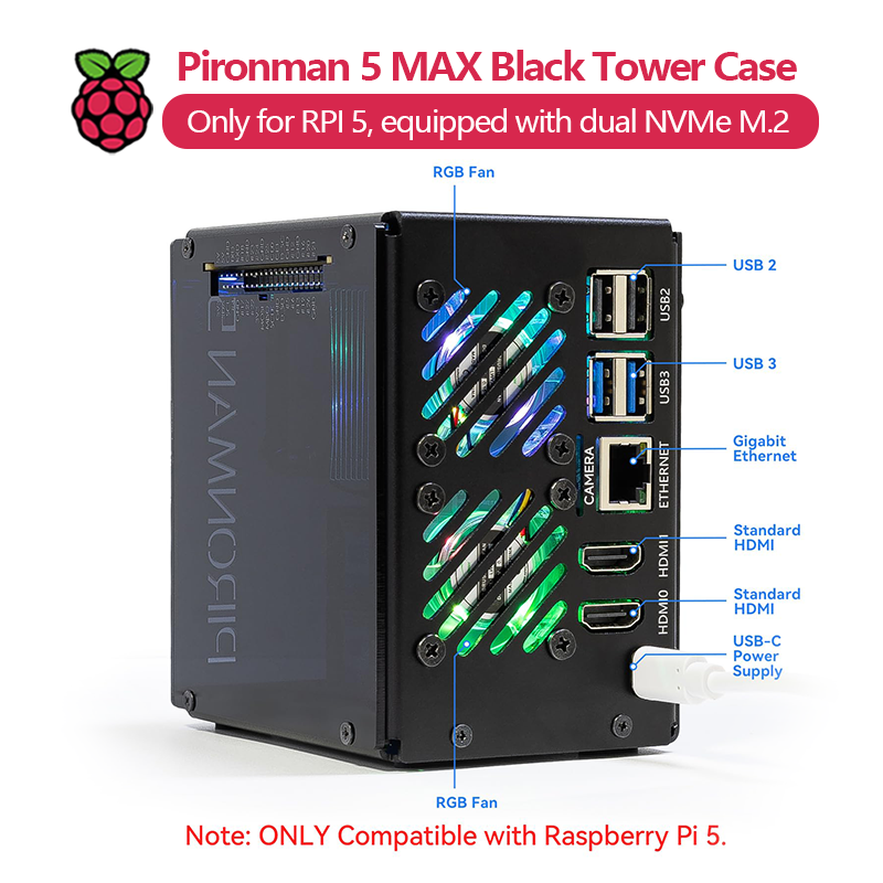 Pironman 5 MAX, Caixa Black To - Argon One V3 M.2 Nvme Case avaliação e preço